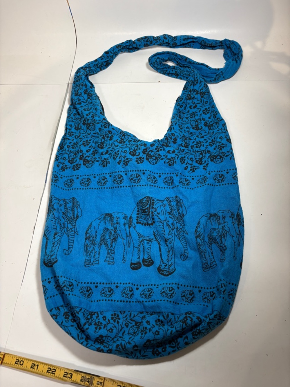Blue Elephant Print Sling Bag